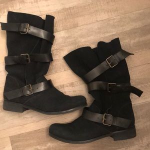 Steve Madden black leather sued boots